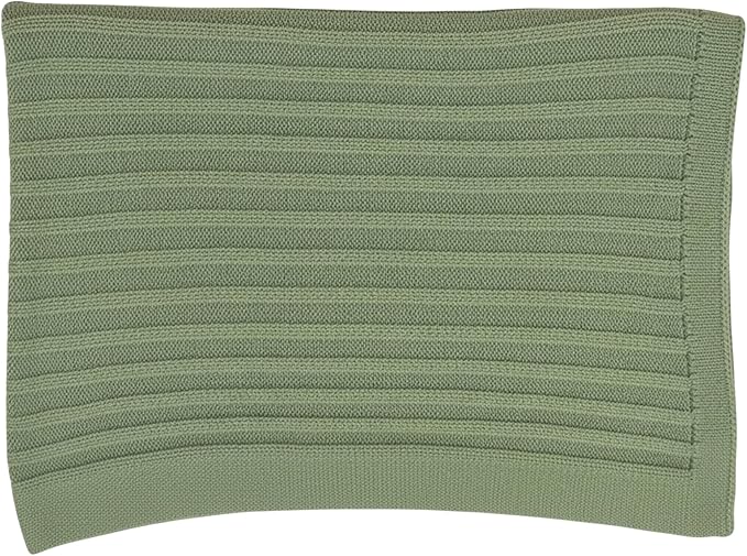Baby Knit Blanket, 100% Cotton Ribble Patterns, Soft, Cozy, Lightweight Swaddle for Newborn & Infant Swaddling Beige Neutral, Perfect Baby Shower Ideas Sage Green 28x36