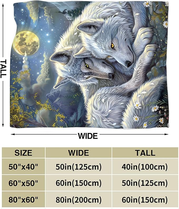 Wolf Blanket Wolves Gifts for Girls Boys Woman Kids Wolf Animal Lover Throw Blankets Soft Blanket Warm Fleece Flannel Plush Blankets for Bed Sofa Couch 40"x50"