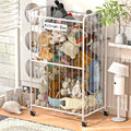 210L Stuffed Animal Storage Organizer Plush Toy Storage Organizer Stuffed Animal Holder, Kids Toy Bins with Wheels, Metal Frame and Elastic Cord Design, Suitable for Storage of Big Toys
