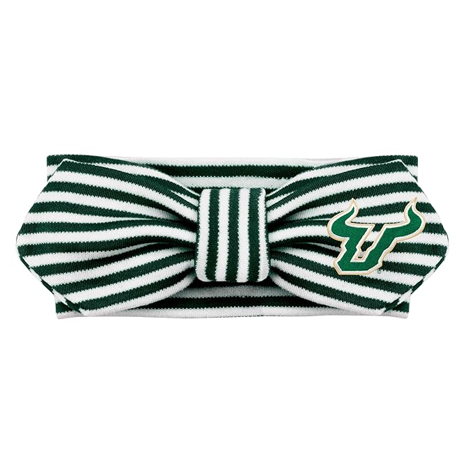 Creative Knitwear South Florida Bulls Infant Girls Hunter/White Striped Hair Knot Headband Embroidered Logo - Size Newborn - 4T
