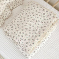 BuLuTu Elegant Floral Muslin Quilt Blankets for Kids Boys Girls Toddler Bed Blanket with Lacey Edges Soft Lightweight Toddler Comforter Crib Quilt for All Seasons, 47x59 Inches