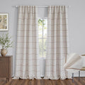 MYSKY HOME 100% Blackout Plaid Linen Curtains 108 Inches Long Double Layer Farmhouse Thermal Insulated Checkered Patterned Drapes Rod Pocket Back Tab for Living Room, 2 Pcs, 52" Wide, Brown