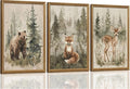 ICHZUMW Woodland Nursery Decor Wall Art Set of 3, Cute Forest Animals Canvas Prints Bear Fox Deer Pictures, Nature Watercolor Paintings for Baby Room Kids Bedroom Playroom, Neutral Artwork, 16x24in