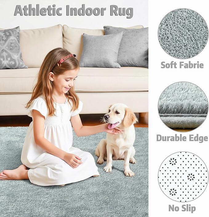 Chicrug 4x6 Minimalist Washable Area Rugs for Bedroom Living Room Classroom, Modern Soft Memory Foam Rug for Kids Nursery, Low Plie Indoor Carpet for Dorm Dining Office Bedside Room Decor, Grey