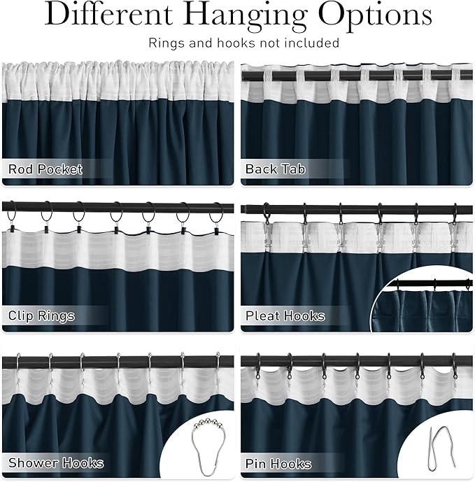 StangH Navy Blue Curtains 92 inches Long Super Soft Velvet Room Darkening Thermal Insulated Window Drapes Back Tab Luxury Decor for Dining Living Room, W52 x L92, 2 Panels