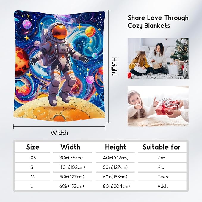 Blankets for Boys - Planet Blanket for Kids/Men - Comfy Cozy Flannel Throws for Couch, Bed - 60"x80"
