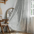 ENJOYBRIDAL Floral Curtains 84 Inch Long Grey Light Filtering Drapes Rod Pocket Bedroom Living Room Semi Sheer Window Curtains 2 Panel Sets Floor Length Farmhouse Boho Cute Window Treatments