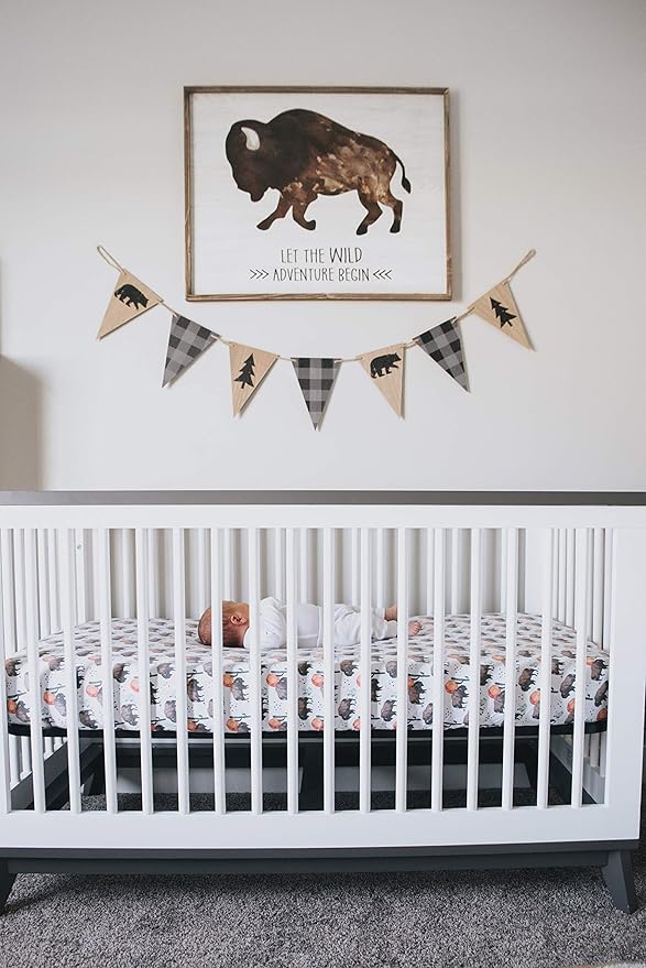 Copper Pearl Premium Knit Baby Crib Sheets for Boys and Girls Breathable and Soft, Fitted Crib Sheets for Standard Baby Mattresses, Bison