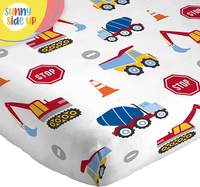 Sunny Side Up Construction Zone Toddler Sheet Set - 3 Piece Toddler Bedding Set Includes Pillow Cover - Super Soft Trucks Microfiber Sheets