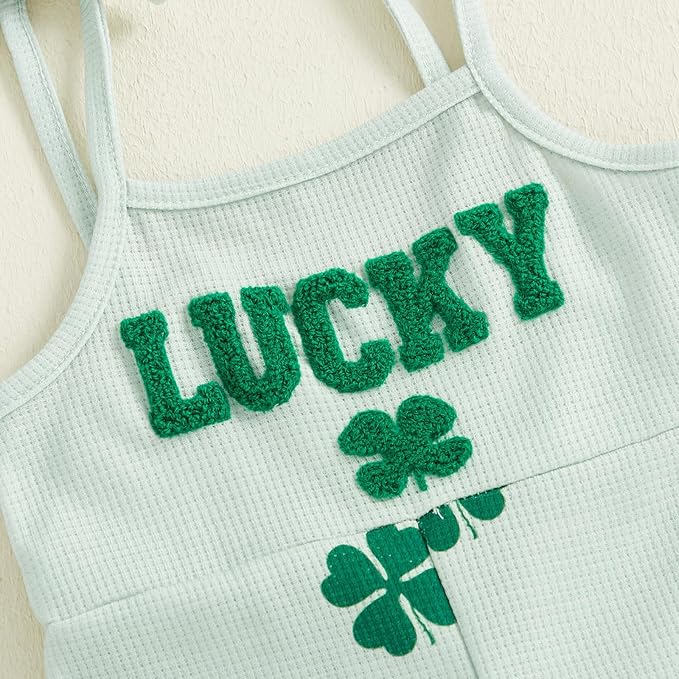 Toddler Baby Girl Valentines Day Outfit Love Sleeveless Tie-up Suspender Romper Bell Bottom Pants Spring Jumpsuit