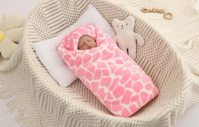 Flannel Baby Blanket Reversible Super Soft Blankets for Boys Girls Infant Newborn Sherpa Receiving Blankets for Crib Stroller Pink 30" x 40"