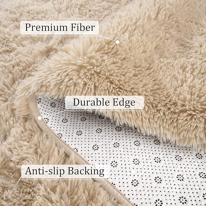 BENRON Soft Runner Rugs for Bedroom 2x6, Washable Long Runners for Hallway Entryway Kitchen Dorm, Fluffy Throw Rug for Kids Girls Room Decor Photo Prop, Light Tan