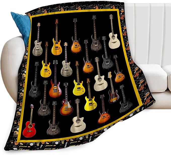 Guitar Blanket for Women Man Musical Instrument Guitar Throw Blanket Soft Cozy Warm Fuzzy Fleece Guitar Bedroom Decor Blanket Gifts for Guitar Lover Guitarist Couch Sofa Bedding 60"X50"