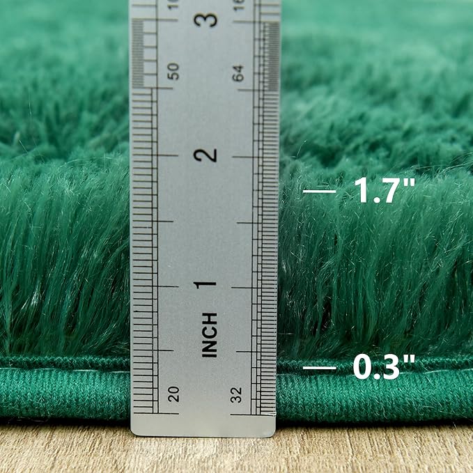 Fluffy Lightweight 2x3 Feet, Blackish Green Under Desk Rug, Upgrade Anti-Skid Rectangular Rug for Boys Room