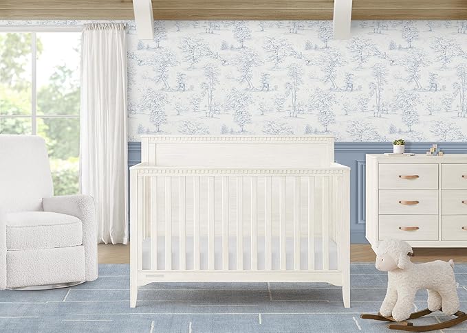 Delta Children Kendall 6-in1 Convertible Crib - Converts from Baby Crib to Toddler Bed, Daybed, Sofa Bed and Full-Size Bed with and Without Footboard, Fits Full-Size Crib Mattress, Antique White