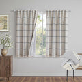 MYSKY HOME 100% Blackout Plaid Linen Curtains 45 Inches Long Double Layer Farmhouse Thermal Insulated Checkered Print Drapes with Back Tab Rod Pocket for Bedroom, 2 Panels, 52" Wide, Navy Blue