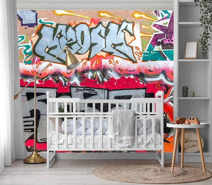 XMPMBM-Graffiti Art backsplash Large Decorative Wallpaper Bedroom Bathroom Nursery Room Wall Mural- W 154" X H 105"（112 Square Foot）