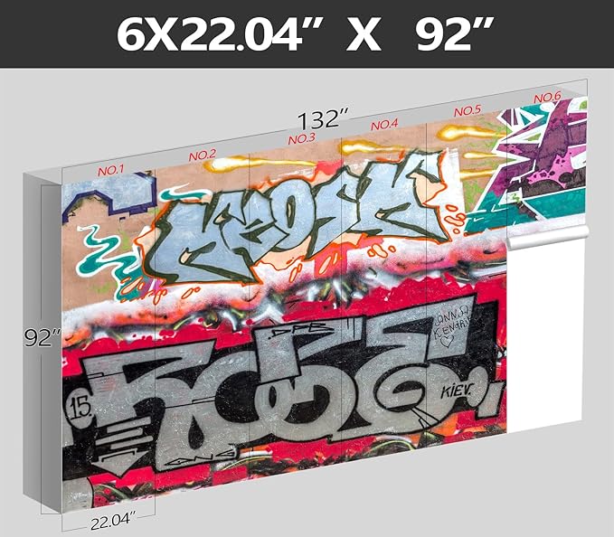 XMPMBM-Graffiti Art backsplash Large Decorative Wallpaper Bedroom Bathroom Nursery Room Wall Mural- W 132" X H 92"（93 Square Foot）