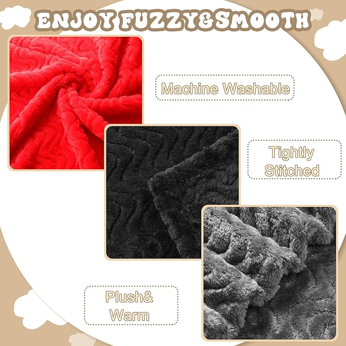 Frienda 4 Pcs Baby Fuzzy Blanket Fluffy Baby Blanket for Boys Girls Soft Warm Infant Newborn Toddler Receiving Nursery Bed Supplies, 32 x 24 Inch(Red Black Color)