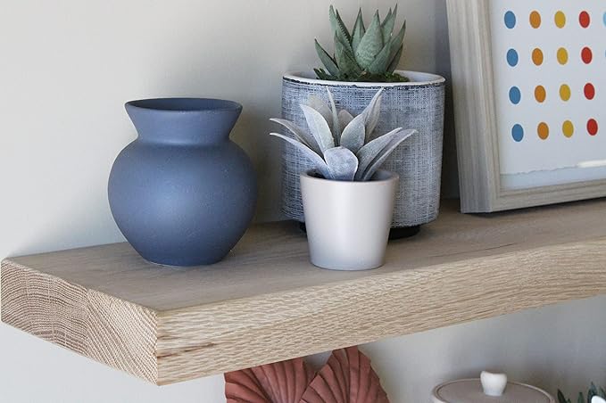 Urban Legacy Unfinished White Oak Floating Shelves | Easy to Install Accent Modern Floating Shelves with Floating Shelf Brackets| Set of 2, (24" x 7" x 2")