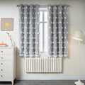 MYSKY HOME Grey Curtains for Bedroom - 54 Inch Long, Double Layer, White Pom Pom, Sheer, Grommet, Darkening, Small Window, 2 Panels, 52 x 54 in