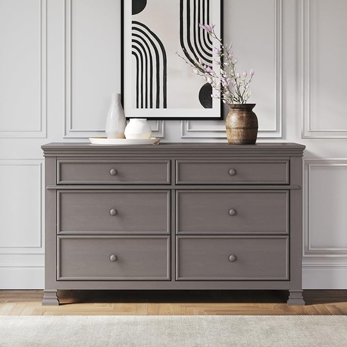 Child Craft Westgate Crib, Double Dresser, and Chest Nursery Set, 3-Piece, Includes 4-in-1 Convertible Crib, Dresser, and Chest (Chelsea Gray)