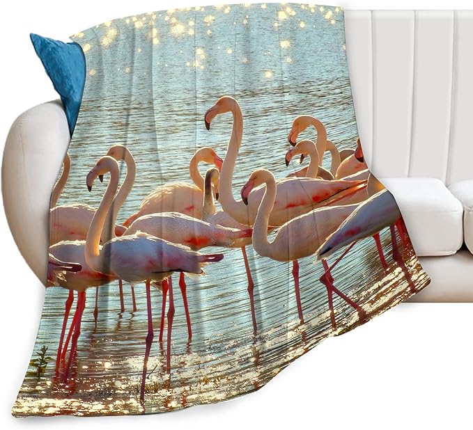 Flamingo Blanket Flamingo Gifts for Girls Boys Woman Kids Lover Ocean Coastal Throw Blankets Soft Blanket Warm Fleece Flannel Plush Blankets for Bed Sofa Couch 60"x80"