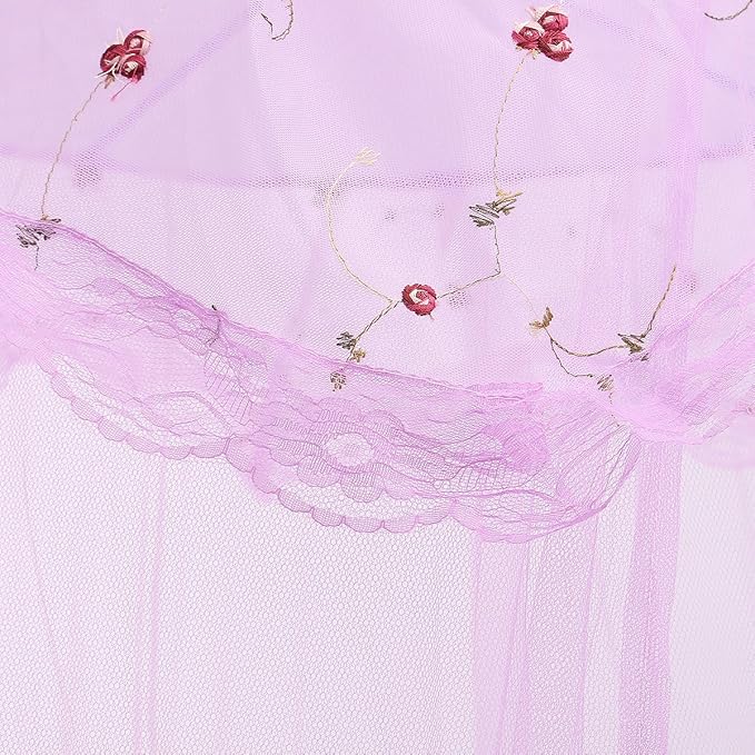 Bed Canopy for Girls, Princess Canopy Bed Curtains for Twin to King Size Bed, Canopy for Bed Baby Kids Adult, Bed Netting Canopy for Bedroom Decor Reading Nook, Summer for Outdoor Camping, Purple