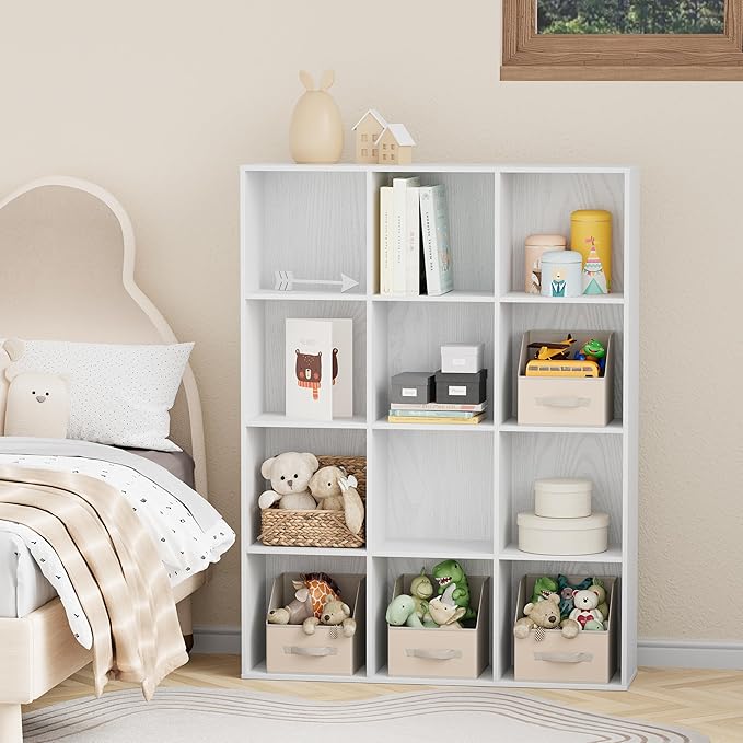 9 Cube Storage Organizer, Wooden Cube Shelves with Closed Back Panel, Reversible Bookcase, Cubes Closet Organizer for Home, Living Room, Kids Room, Office, Bedroom, Study, Hallway