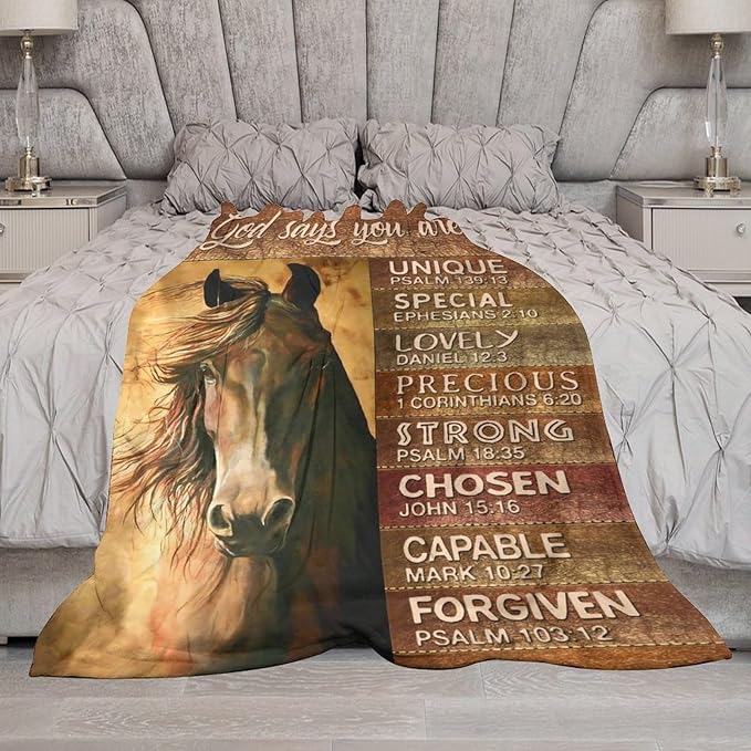 Horse Blanket Gifts for Girls, Women, Men, Kids, Adults - Soft Warm Cozy Fleece Throw for Couch, Sofa, Bed 50"x60"