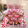 kxry Cute Cattle Comforter Set Full Size Cartoon Calf Animal Bedding Sets for Girls Teens Kids Funny Animal Soft Microfiber Lightweight Comforter Set with 1 Comforter + 2 Pillow Cases