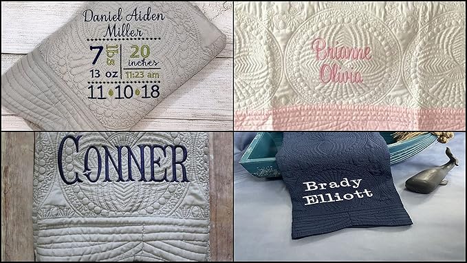 Personalized Baby Blanket Quilt | Monogrammed Blankets for Boys and Girls | Embroidered Baby Gifts | Rhino