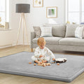 Baby Play Mat for Floor Tummy Time Mat Nursery Muscle Area Rug Playroom Rug Tatami 59"*59" Memory Foam 1.3" Thick Crawling For Babies,Toddlers, Infants, Kids,Floor(Light Gray)
