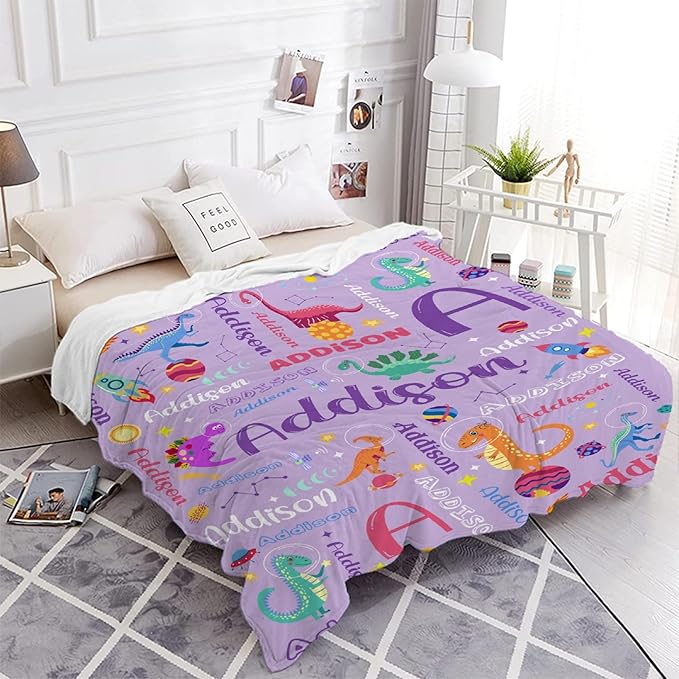 Custom Dinosaur Astronaut Blanket Gifts for Girls Boys Women - Super Soft Cozy Warm Throw Sheet for Couch Bed Sofa Office Decor All Season 50"x60" for Teens