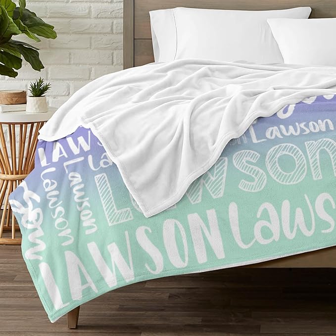 Dr.TOUGH Personalized Blankets with Name Customized Baby Blankets for Girls Boys Adults Monogrammed Blankets and Throws Christmas Birthday Mothers Valentines Day Gift (Z-Colorful 03, 50''×60'')