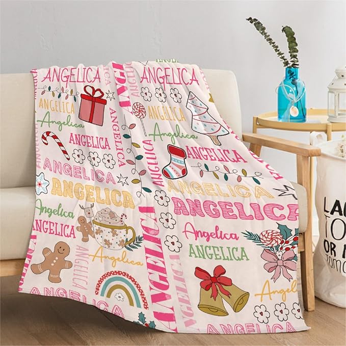 Custom Plush Cozy Blanket | Personalized Name Blanket for Boys and Girls | Christmas Decor Gift | 60"x80"-Adults/Twin Size