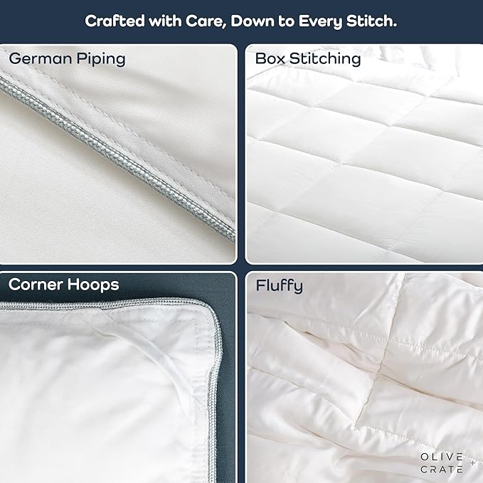 Olive + Crate 100% Viscose derived from Bamboo Winter Comforter - Extra Thicker and Heavier Queen Size - Cooling Blanket, Hypoallergenic & Moisture Wicking Bedding - White Comforter (88" x 90")