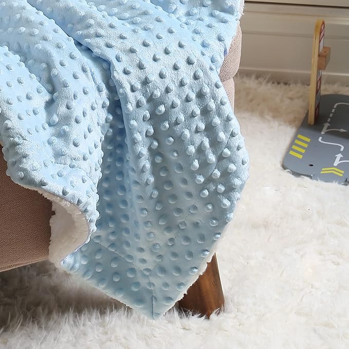 CREVENT Cozy Soft Warm Sherpa Baby Blanket for Infant Toddler's Crib Cot Stroller Gifts for Baby Boys All Season Use (30"X40" Blue dot)