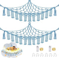 Stuffed Animal Hammock with LED Light, Large Stuffed Animals Storage Corner Plushie Net for Kids Room Decor, 2 Packs Baby Blue