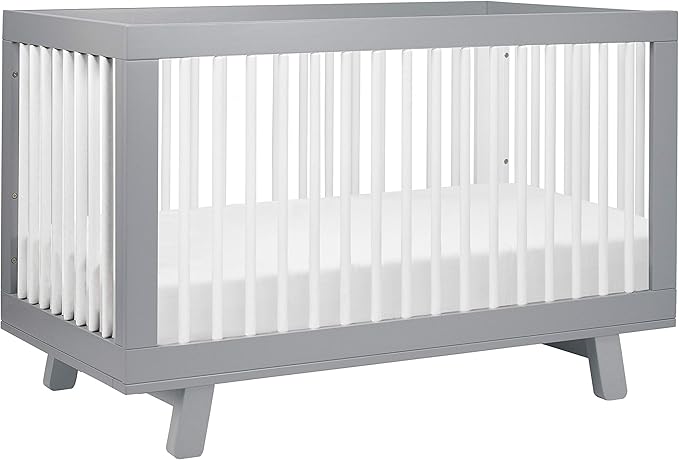 Babyletto Hudson 3-in-1 Convertible Baby Crib with Toddler Bed & Daybed Conversion - Strong, Durable & Easy to Assemble - GREENGUARD Gold Certified w/ 4 Adjustable Mattress Heights - Grey and White