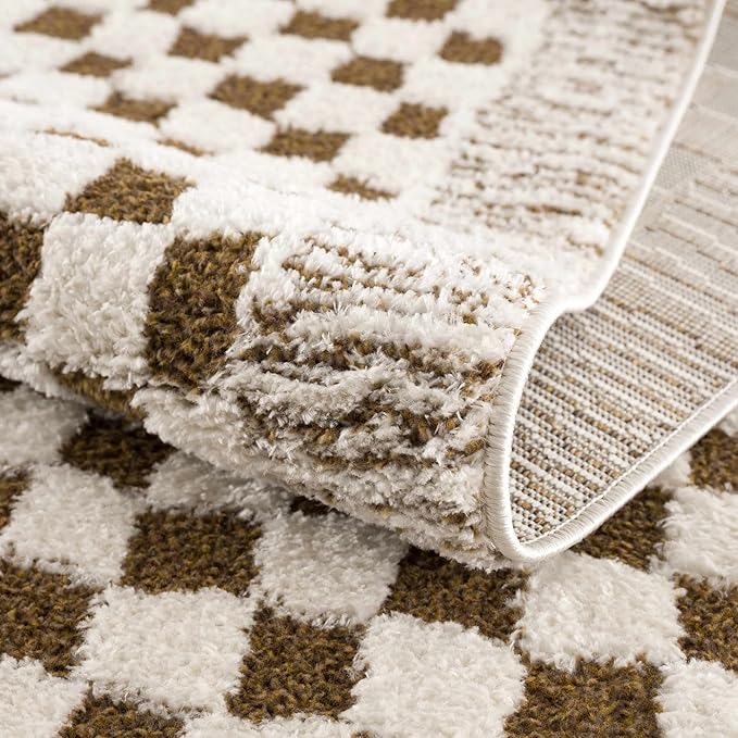 Hauteloom Leryn Living Room, Bedroom Area Rug - Farmhouse - High Pile - Bone - 9'2" x 12'