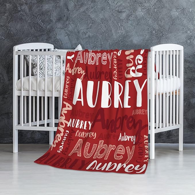 Dr.TOUGH Personalized Blankets with Name Customized Baby Blankets for Girls Boys Adults Monogrammed Blankets and Throws Christmas Birthday Mothers Fathers Valentines Day Gift (Red,30''×40'')
