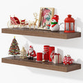 Dreamland 36 Inches Floating Shelves for Wall, 9.3" Deep Long Floating Shelves Set of 2, Large Display & Storage Shelf, Wall Shelf for Bathroom Bedroom Living Room Kitchen Office, Walnut