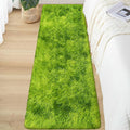Grass Green Tie-Dyed Rug 2x6 ft Plush High Pile Shag Carpet Fluffy Soft Runner Bedside Rug for Bedroom Living Room Hallway Nursery Kids Home Decor