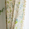 ENJOYBRIDAL Leaf Curtains 96 Inch Length 2 Panels Tassel Boho Semi Sheer Drapes Bedroom Living Room Farmhouse Floral Rustic Country Rod Pocket Cotton Linen Blend Window Curtain Panel
