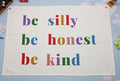 Boho Rectangular Banner Flag Sign Wall Art Decor Gift for Baby Boy Girl Kids,Nursery Classroom Homeschool Playroom Door-Be Silly Be Honest Be Kind Print-Baby Present Shower,Birthday Christmas Gift