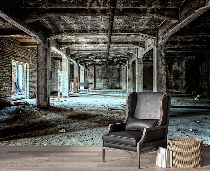 Abandoned Old Factory Buildings Wall Mural Wallpaper 137" x 100"