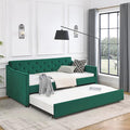 Bellemave Twin Upholstered daybed with Trundle, Velvet Sofa Bed Twin Size, daybed with Trundle for Adults, Kids, Girls, Teens, for Living Room, Green