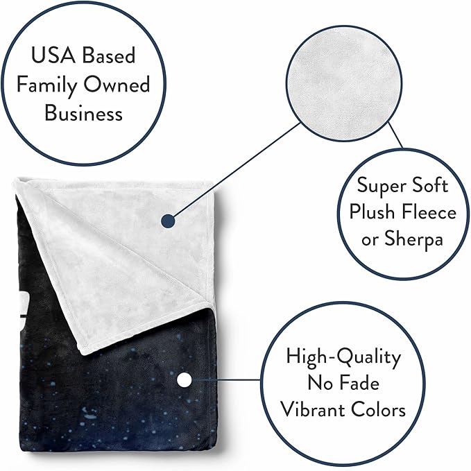 Personalized Astronaut Space Fleece Throw Blanket | Custom Adult and Kids Soft Warm Travel Blanket | Sherpa - 50x60