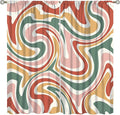 70S Abstract Wavy Swirl Curtain for Bedroom Windows,Retro Boho Minimal Teen Girls Kids Living Room Restroom Window Treatments Drapes 42"" W X 63"" L, Style-4